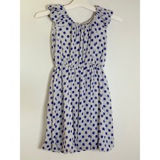 Blush by Us Angels Girls Blue White Polka Dot Ruffle Bubble Hem Dress Size 7