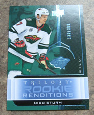 Nico Sturm 2019-20 Trilogy RR-16 ROOKIE RENDITIONS BLUE card MINNESOTA WILD /399