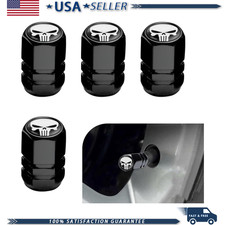 Skull Tire Valve Stem Caps 4 Pack Universal Alloy Metal Air Caps Sealing Ring