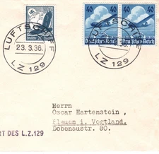 GERMANY An Bord ZEPPELIN *HINDENBURG* Air 1936 Sieger Card FIRST FLIGHT KZ317