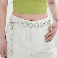 Chain Waist Belt Women's Metal Circle Hollow Hip Hop Trendy Fashion Girdle Belts