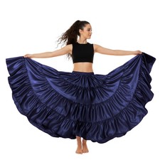 Satin Pleated Long Maxi Skirt 25 Yard 4 Tier skirt Belly Dance Casual Wear S20