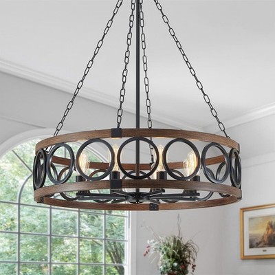 XINGQI 8 Lights Modern Farmhouse Chandelier Black 32.3'' Large, Black-8 Light 