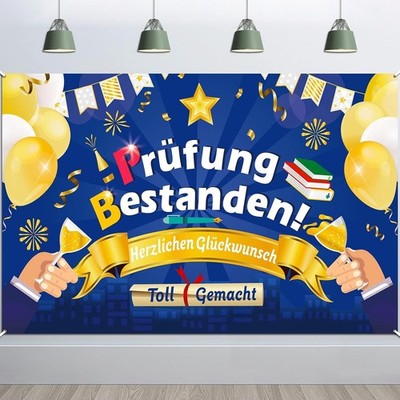Prüfung Bestanden Banner für Gratulation Abschluss Deko, Herzlichen Glückwunsch