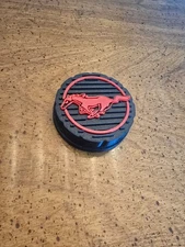 Ford Mustang Brake Master Cylinder Cap Cover with Red Horse Logo and Grooved Top
