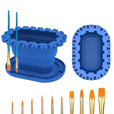 Paint Brush Cleaner Rinse Cup (All-in-One), Foldable Brushes Holder & Brush C...