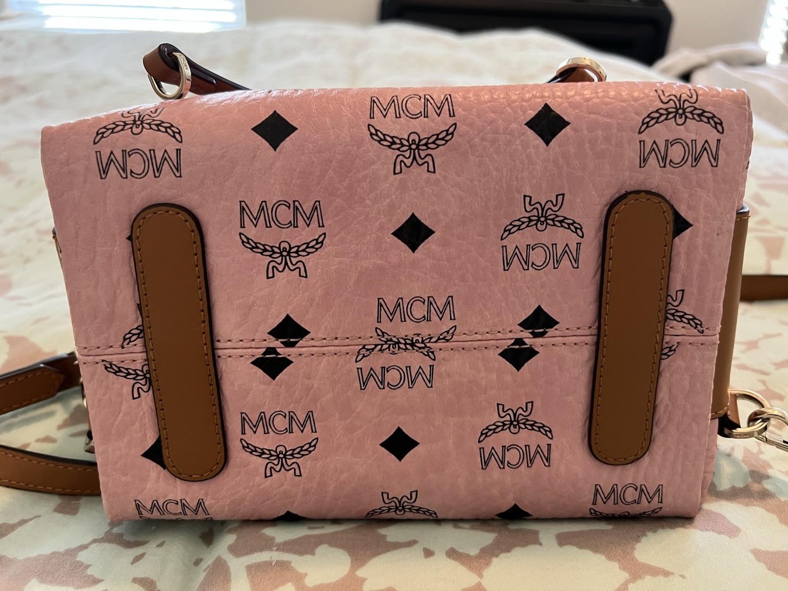 Authentic MCM Signature Visetos Pink Backpack image 9