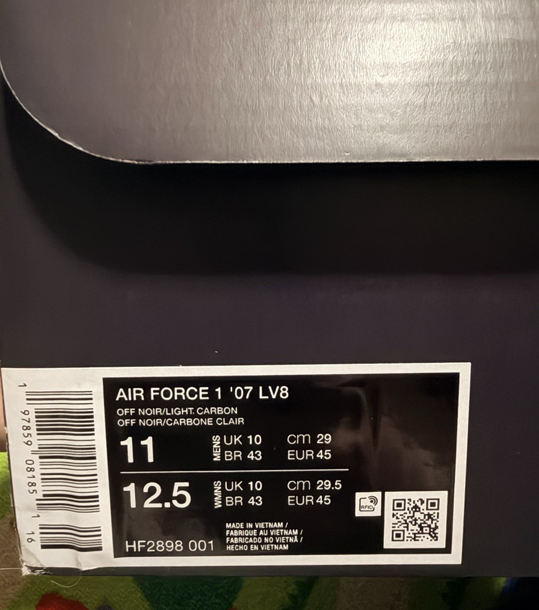 Nike Air Force 1 '07 LV8 HF2898-001 Off Noir Light Carbon