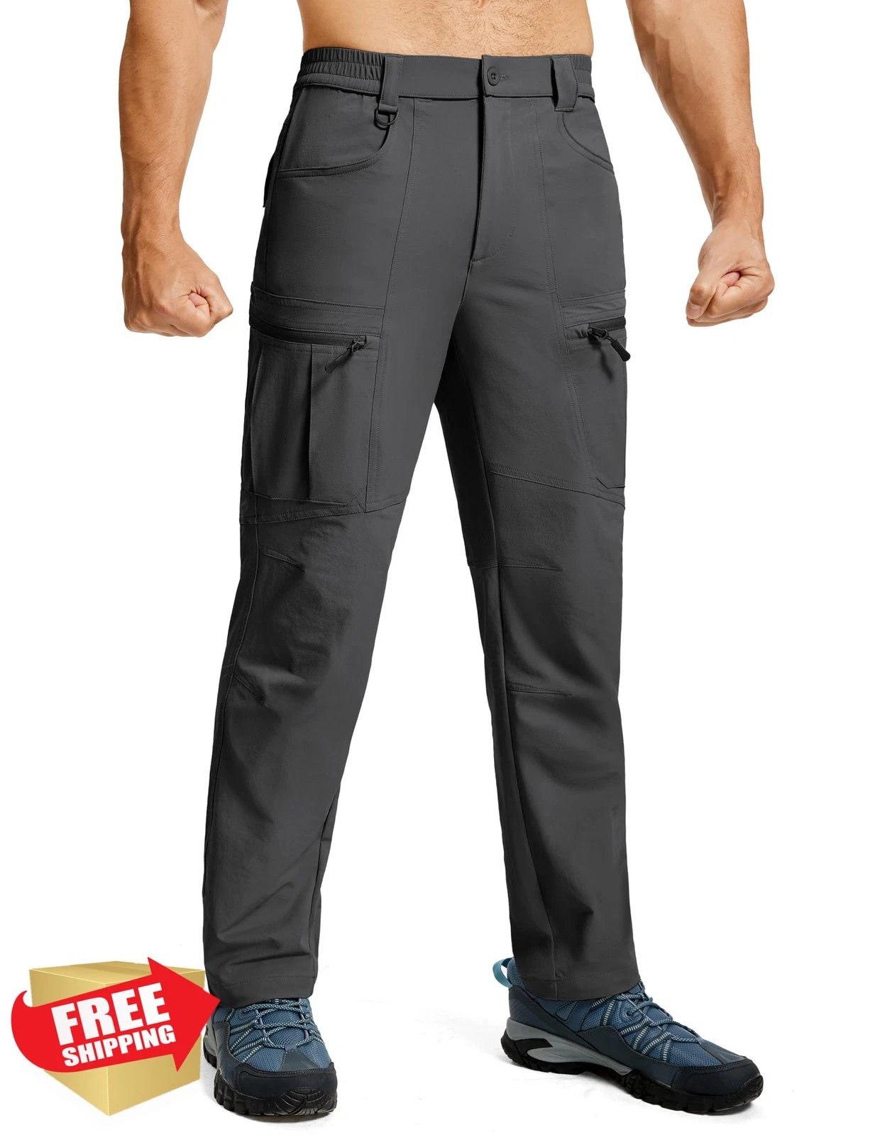 Men's Hiking Pants Waterproof Quick Dry Nylon Cargo Work Pants 6 Pockets