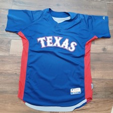 Texas Rangers Jersey Mens 46 Blue Majestic Ba...