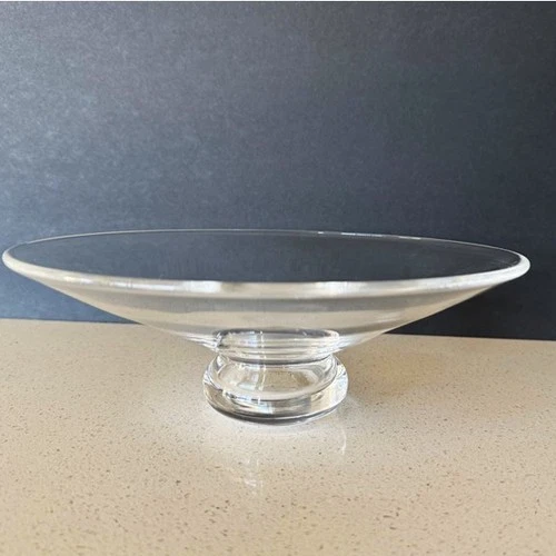STEUBEN Clear Crystal Glass Footed Pedestal Centerpiece Bowl - Signed - 10 1/4"
