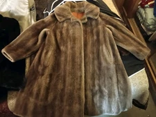 Authentic Brown Minx Fur Coat Size M 533126