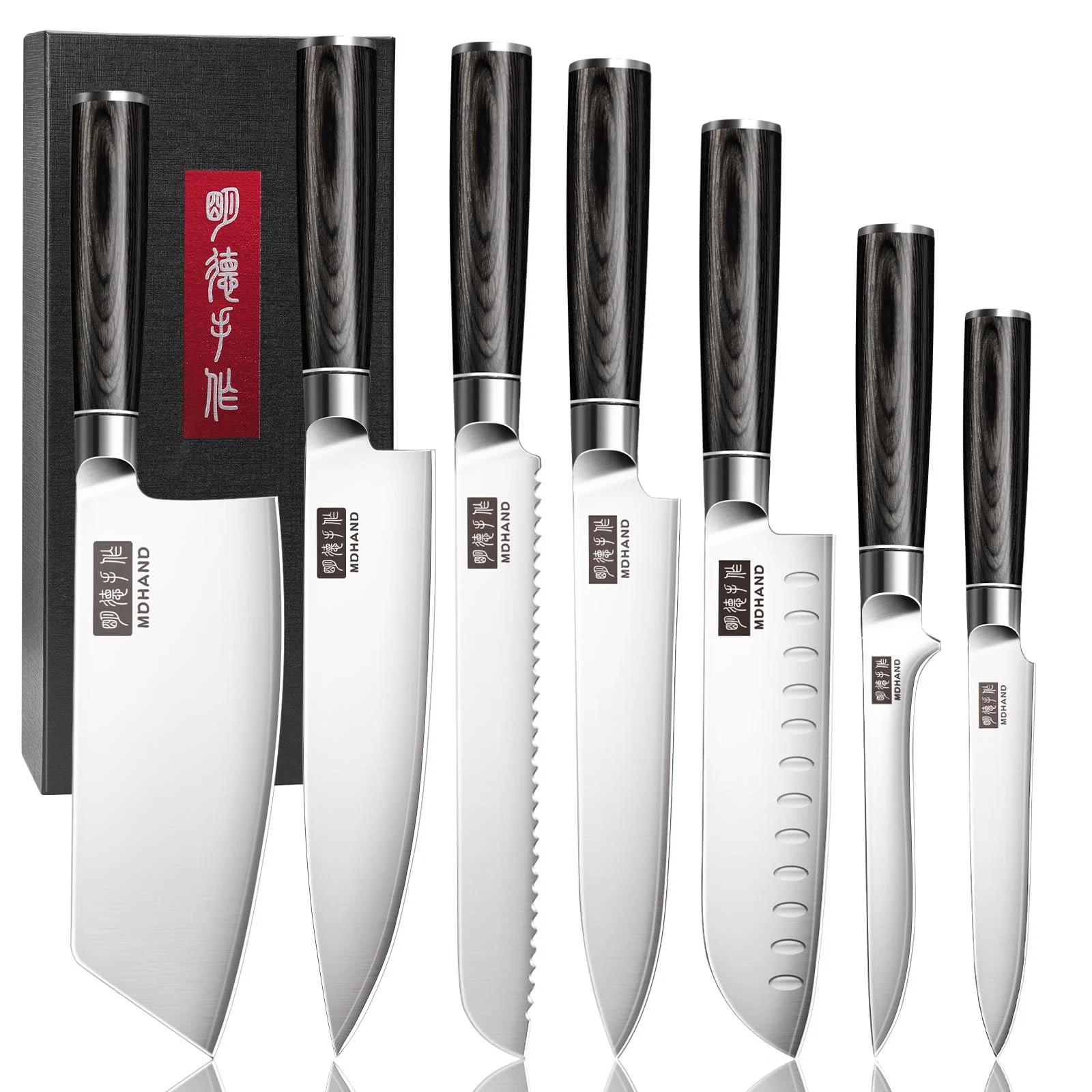 Chef Set, 7PCS Professional Japanese Set, High Carbon Stainless Steel Kitchen...