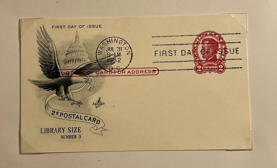 1952 2c stamp Postal Card #UX43 First Day Cover - ArtCraft & Fluegel artwork - Image 2 of 3