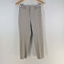 Uniqlo ponte dress pants womens size XS beige plaid tapered leg 123315