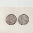 Lot of  2 Franklin Half Dollars, 1948D, 49D,  Avg. Circulated.