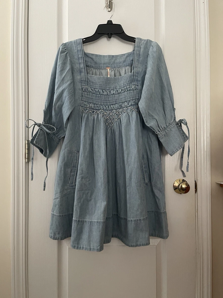midi denim dress with sleeves Puff Sleeve Color:Clover as:SuedeKit the Cotton Denim Puff Winkalon 5 Drawers Dresser
