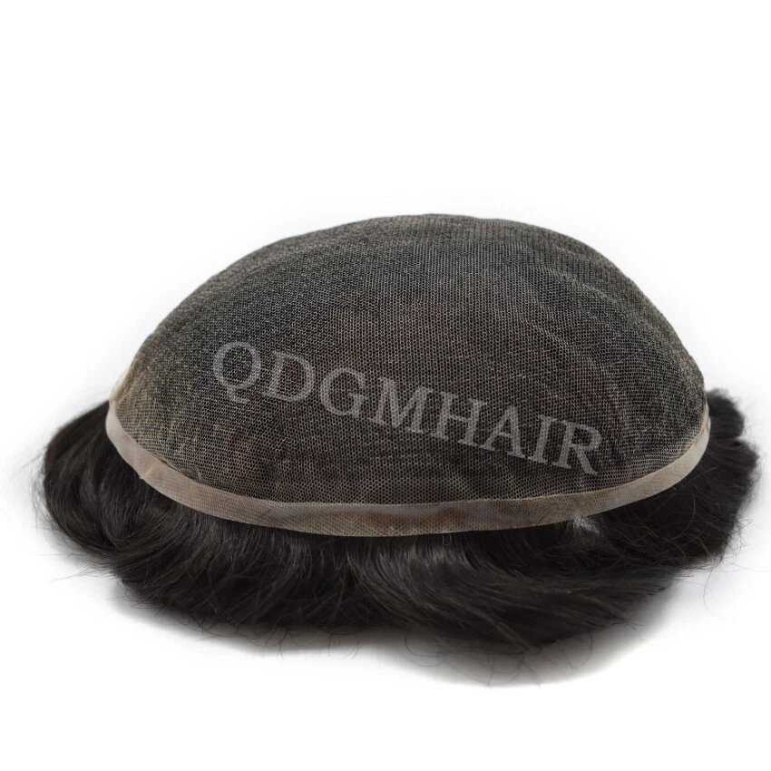 Mens Toupee Full French Lace Hairpiece All Lace Hair Replacement System Natural - Image 3 of 4