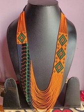 Handmade Necklace Seed Bead Boho American Style Nativ Beaded Multi Strand