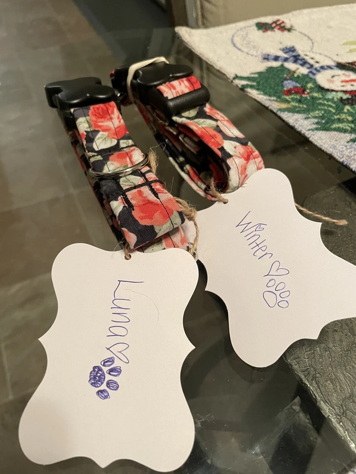 Собачий ошейник персонализированный - ошейник для собаки с цветком - ошейник для собаки с розой - Изображение 4 из 4