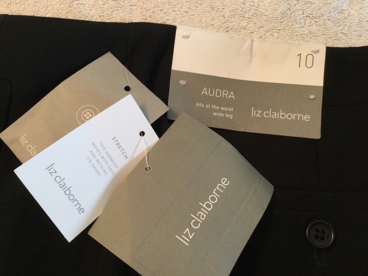 LIZ CLAIBORNE “Audra” Black Wide-Leg Dress Pants. Size 10. Orig