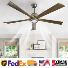 60 inch Ceiling Fan LED Light Modern Wood Olive Green with Remote Control Kit UL