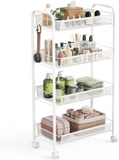 4 Tier Storage Trolley, Rolling Cart, Mesh Storage Cart, Mobile Storage Trolley
