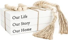 Decorative Books for Home Decor, White Faux Books for Decoration, Rustic Farmhou