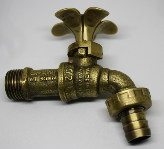 Rustic Flower Brass Garden Faucet Outdoor Water Home Decor tap