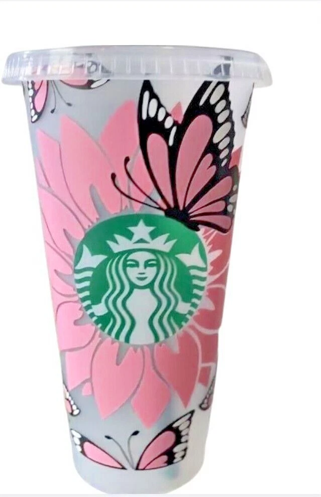 Personalized Sunflower & Butterfly Starbucks Cup | Customized Starbucks Cup  with name | Starbucks reusable flower cup | Custom Butterfly Cup