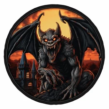 Scary Gargoyle Embroidered Applique Patch - Halloween Badge (Iron on)