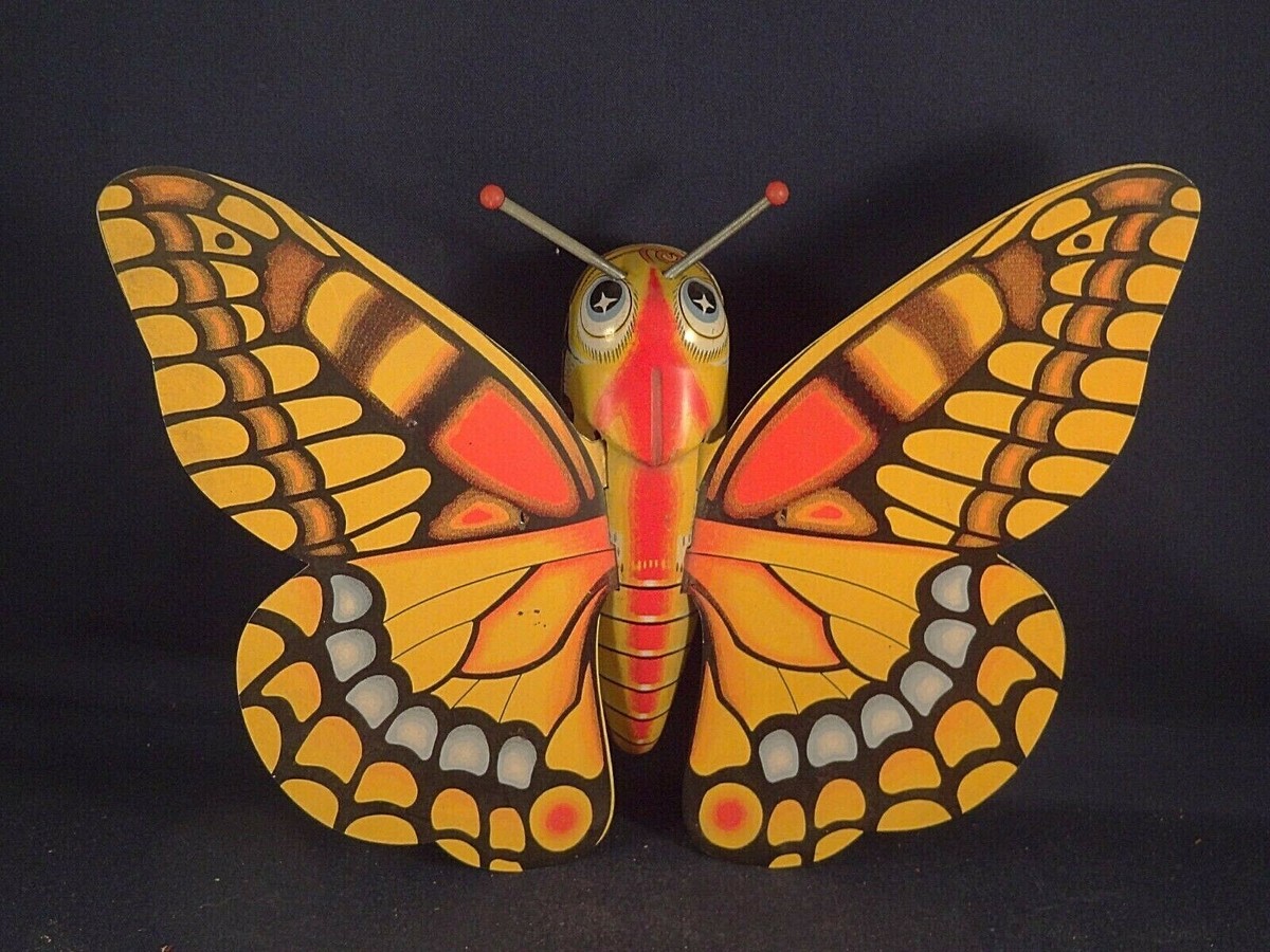 Ancien jouet mécanique tôle papillon abeille- Made in Japan