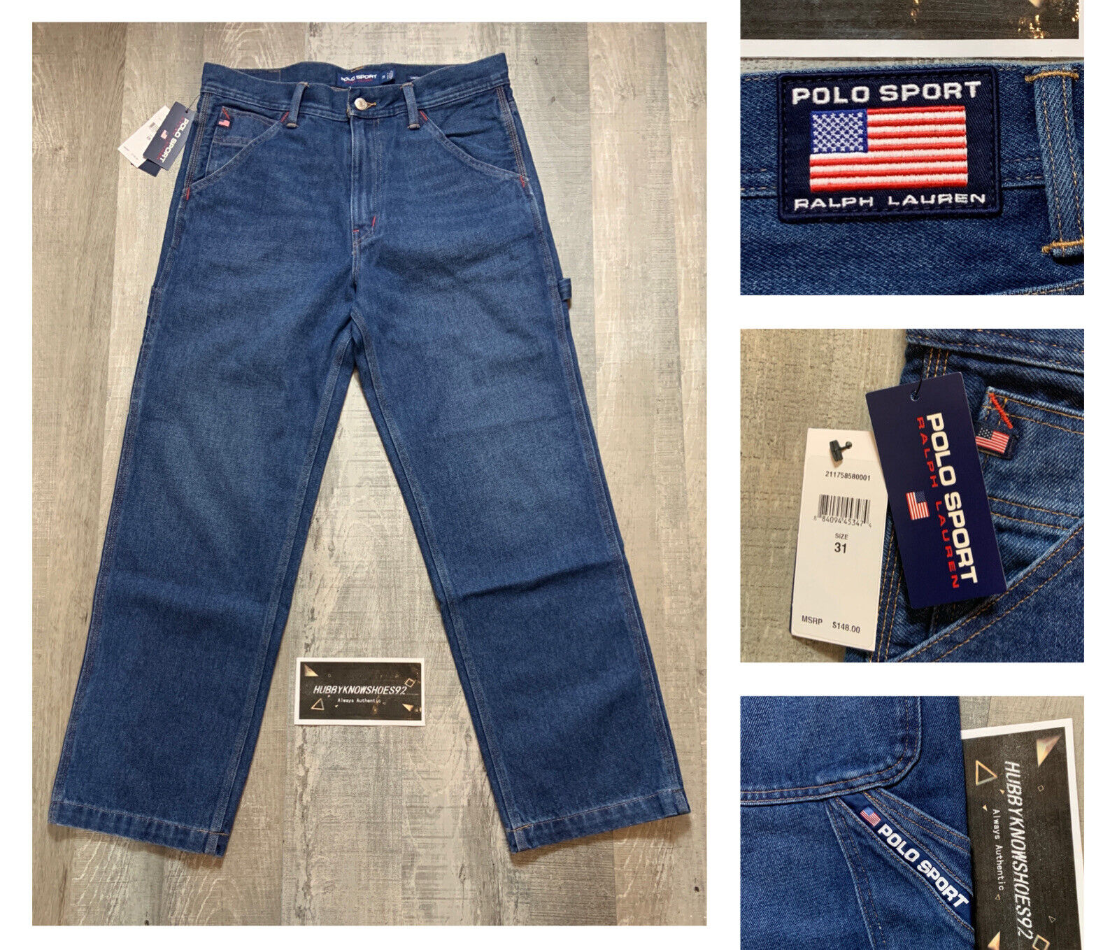 Polo Sport Ralph Lauren Limited Edition Jeans Wide Leg Mid Rise Women’s Sz  31 29