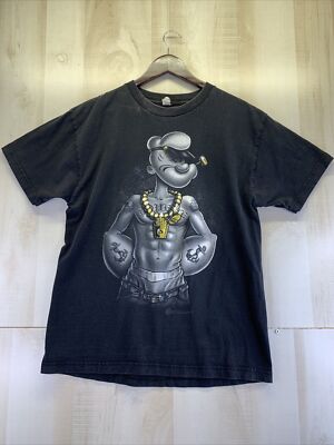 【1011GALLERY】 Micmic Popeye T-Shirts - Black Popeye Short Sleeve Graphic T-Shirt Men's Small - Black | eBay