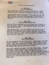 History of Pepsi-Cola Advertising 1909-1986 4 Page on Pepsi Letterhead    J7