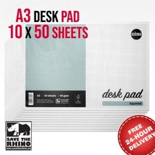 10x A3 Desk Pads 90gsm 5mm Squared (50 Sheets) *** Free 24hr Delivery ***