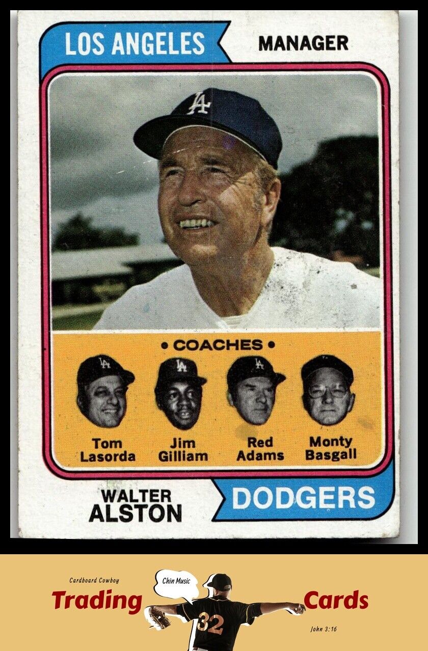 1974 Topps #144 Manager Walter Alston Los Angeles Dodgers Baseball Poor/VG