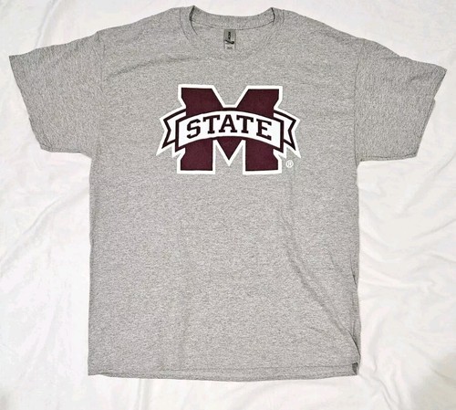 Mississippi State Bulldogs T-Shirt Men's Large Gray College Tee Gildan