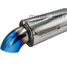 Titanium Blue Spoon Duck Style Turn Down Single Exhaust Muffler In 2.5 Out 2.5 Titanium Blue Spoon Duck Style Turn Down Single Exhaust Muffler In 2.5 Out 2.5