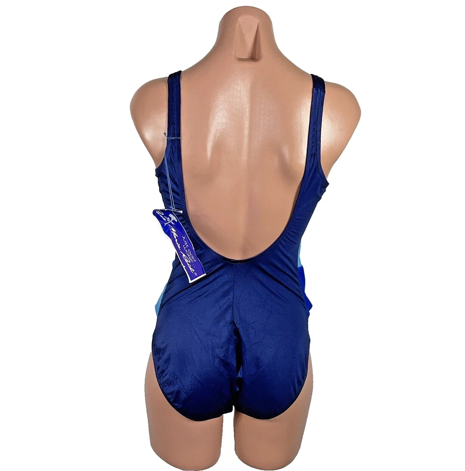 Vintage 60s 70s Women's Swim Suit Rose Marie Reid French Blue 1 pc NWT sz 14 - Image 2 of 4