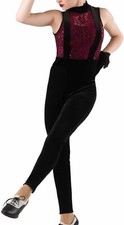 Burgundy sequin lace top w/ black velour legging Large Child HIT THE ROAD