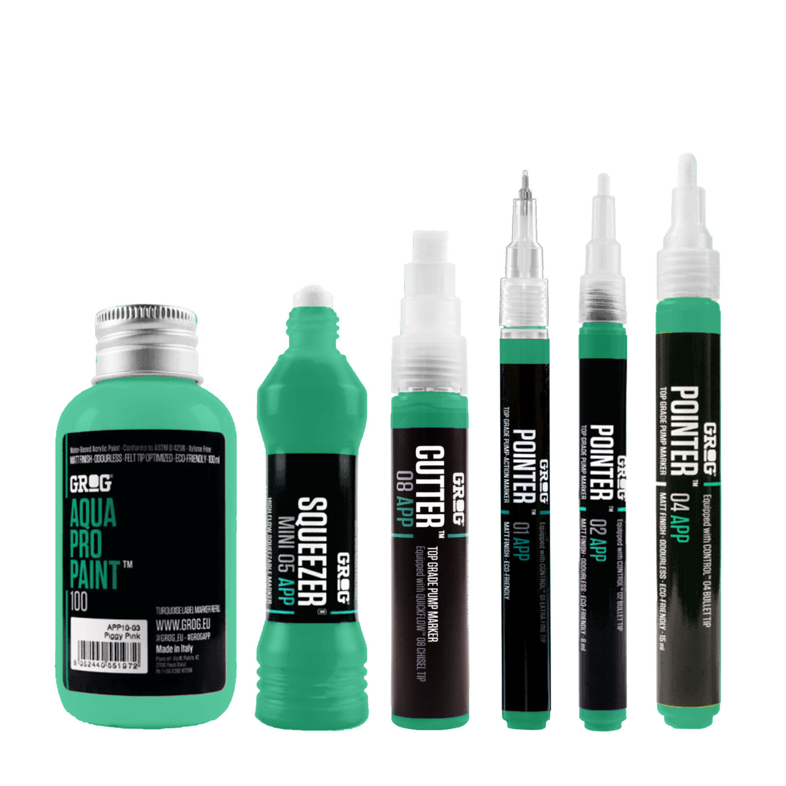 Grog Aqua Pro Paint Marker Range - Permanent Water Based Matt Opaque Pen