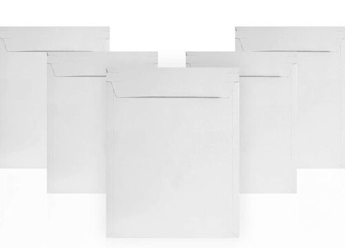 (5 Pack) Photo Mailer 12x15” White Rigid Cardboard Tab Lock envelope XL - Afbeelding 1 van 2