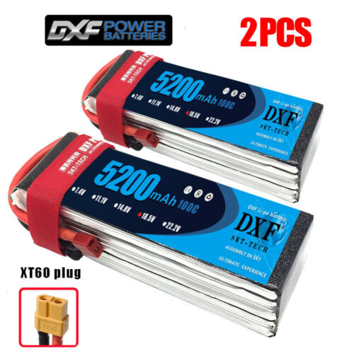 DXF 2PCS 5S 5200mAh Lipo Battery 18.5V 100C XT60 RC Lipo Battery Boat Truck