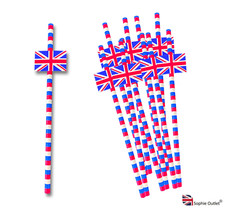 Union Jack Straws Paper Drinking King Coronation Sports Football Party Decor