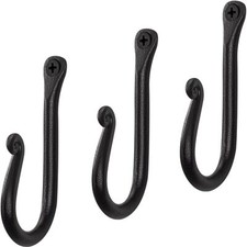Wall Mount Hook Set - Wrought Iron Decorative Rustic Metal Coat Hooks for Han...