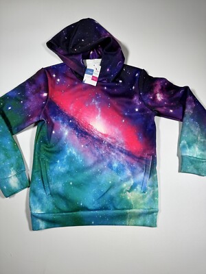 Big Girls Galaxy Fleece Pockets Sweatshirts Jacket Pullover Hoodies Sz M 