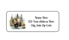 30 Woodland Bear Forest PERSONALIZED RETURN ADDRESS LABELS 1 in X 2 5/8 GLOSSY