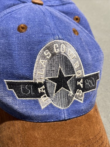 Vintage 90s Dallas Cowboys Drew Pearson Team NFL Snapback Hat Blue Brown - Picture 2 of 19