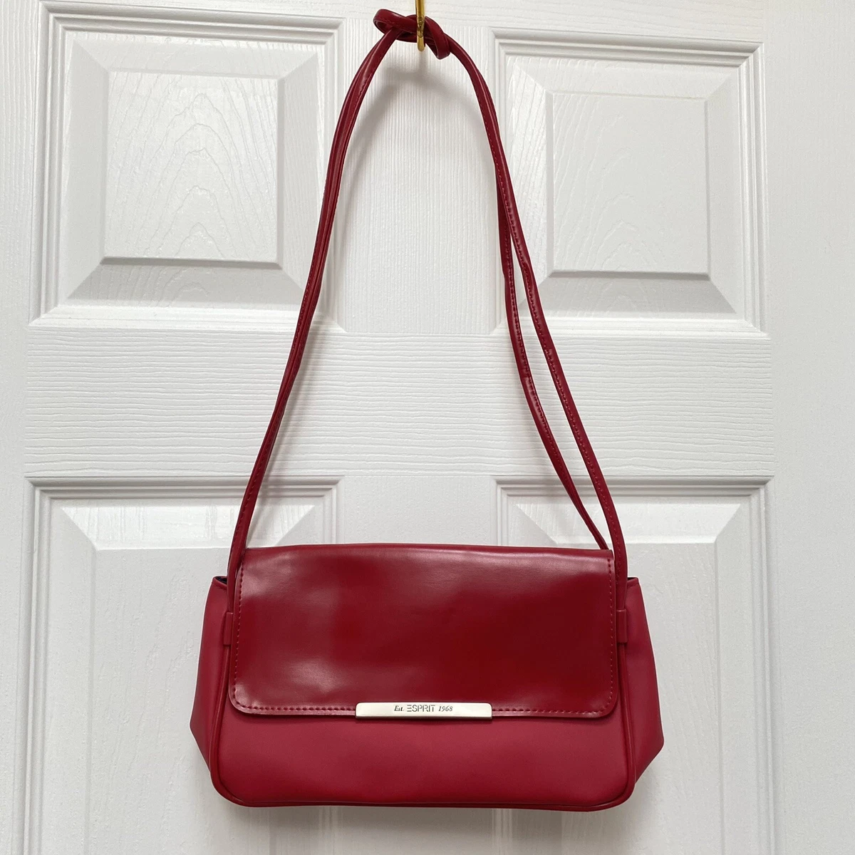Esprit Red Over the Shoulder Faux Leather and Nylon Bag with Magnetic  Closure | eBay